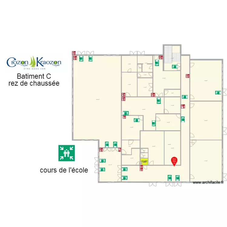 &eacute;cole jean jaures BAT C rez de chauss&eacute;e . Plan de 