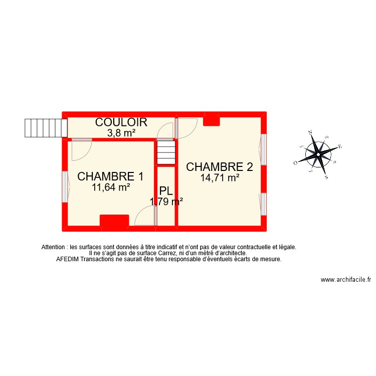 BI 6379 ETAGE 1. Plan de 7 pièces et 33 m2