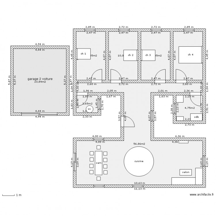 maison plien pied avec garage. Plan de 0 pièce et 0 m2