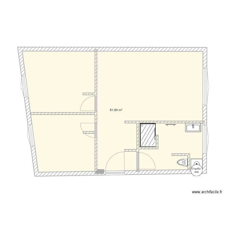 R1G BIS. Plan de 1 pièce et 52 m2