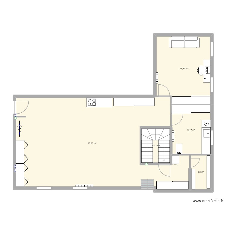 sous sol elec. Plan de 5 pièces et 100 m2