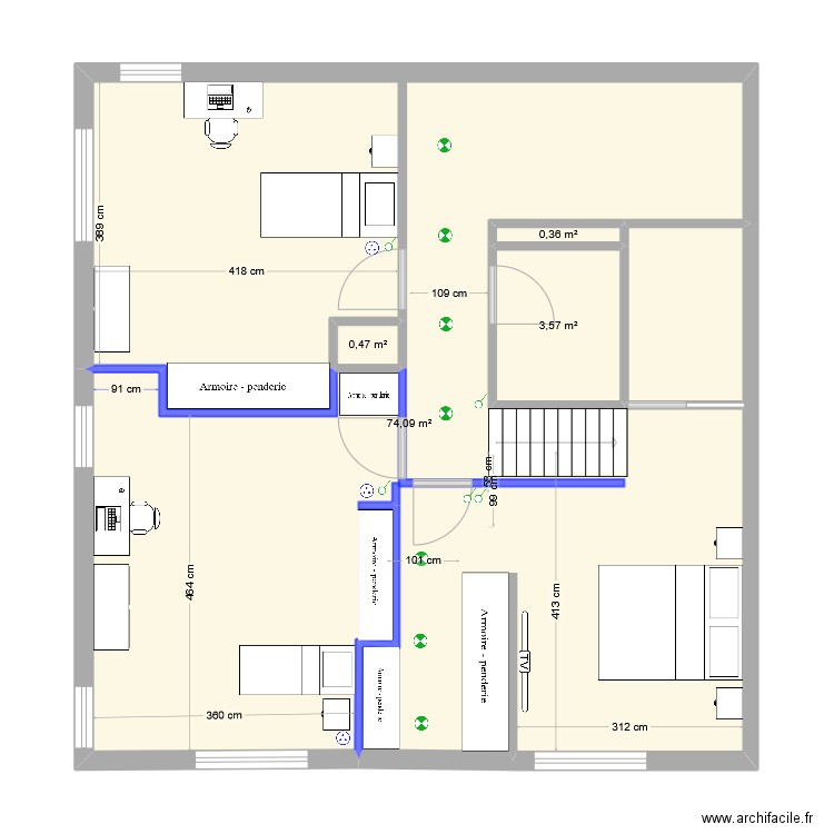 plan Chaux de Lion . Plan de 4 pièces et 78 m2