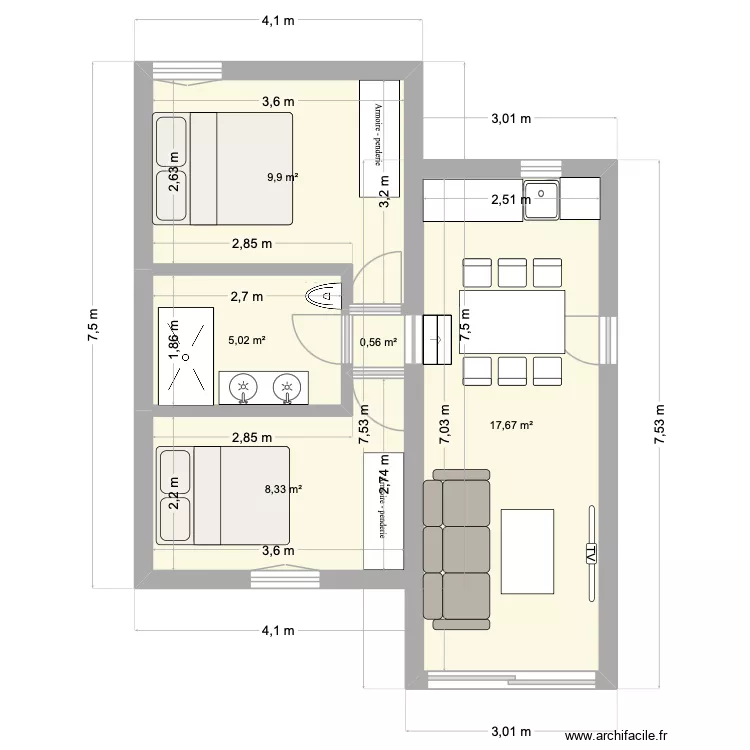 maison avec salon garage. Plan de 5 et 41 m² maison avec salon garage. Plan de 5 et 41 m²