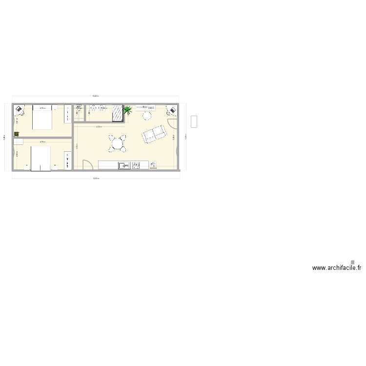 MAISON 1. Plan de 5 pièces et 68 m2