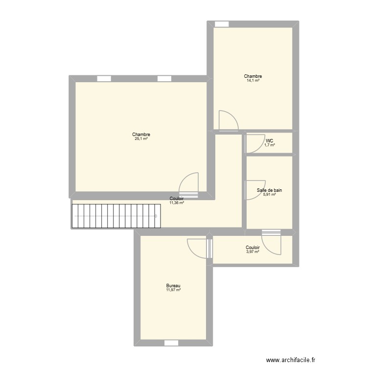 Genay 299K niveau 1. Plan de 7 pièces et 74 m2