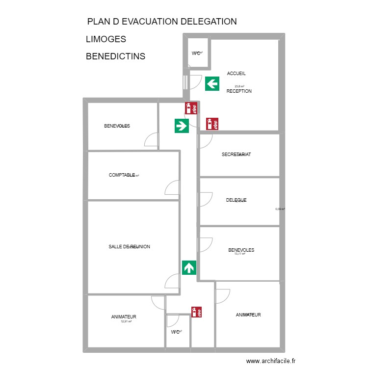 87 LIMOGES Bénédictins (Délégation). Plan de 12 pièces et 143 m2