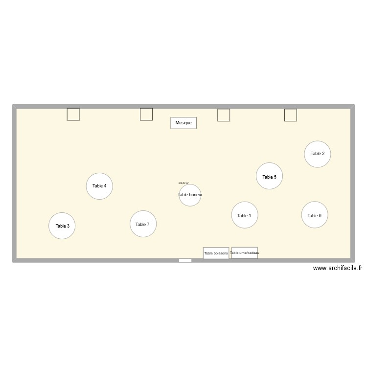 Plan de table mariage. Plan de 1 pièce et 247 m2