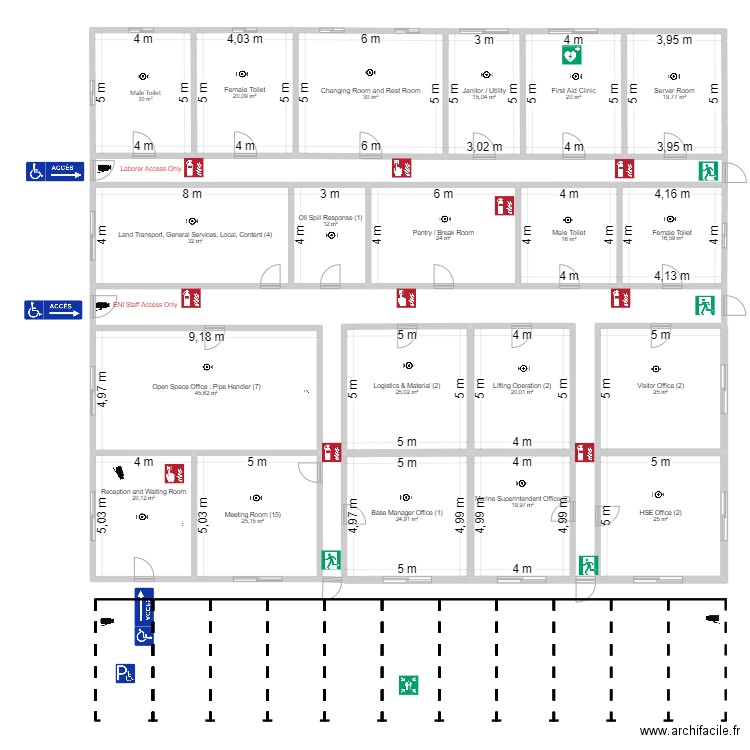 ENI Private Office rev.1. Plan de 22 pièces et 538 m2