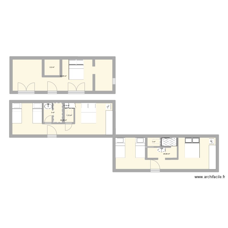 Corse studio. Plan de 8 pièces et 80 m2