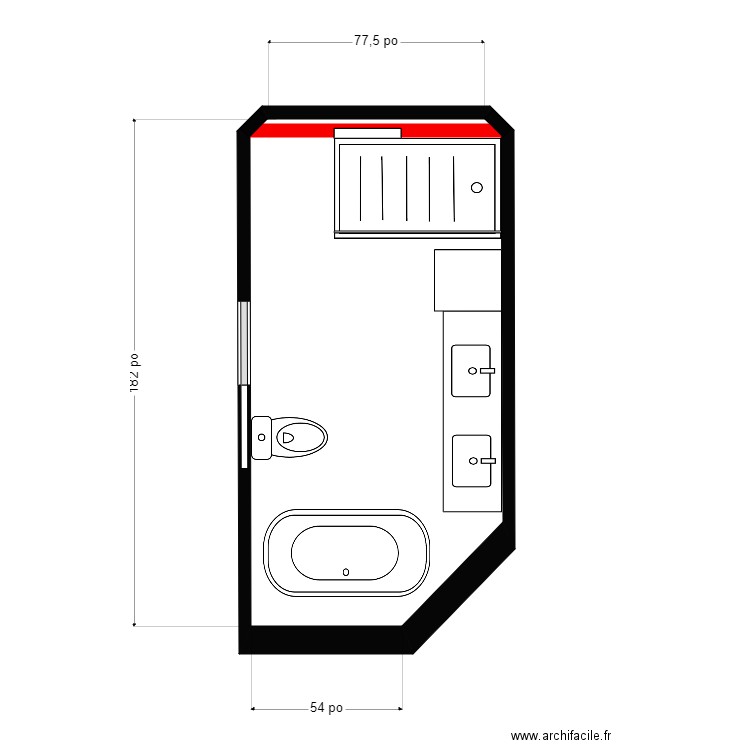 Leclerc K2. Plan de 1 pièce et 10 m2