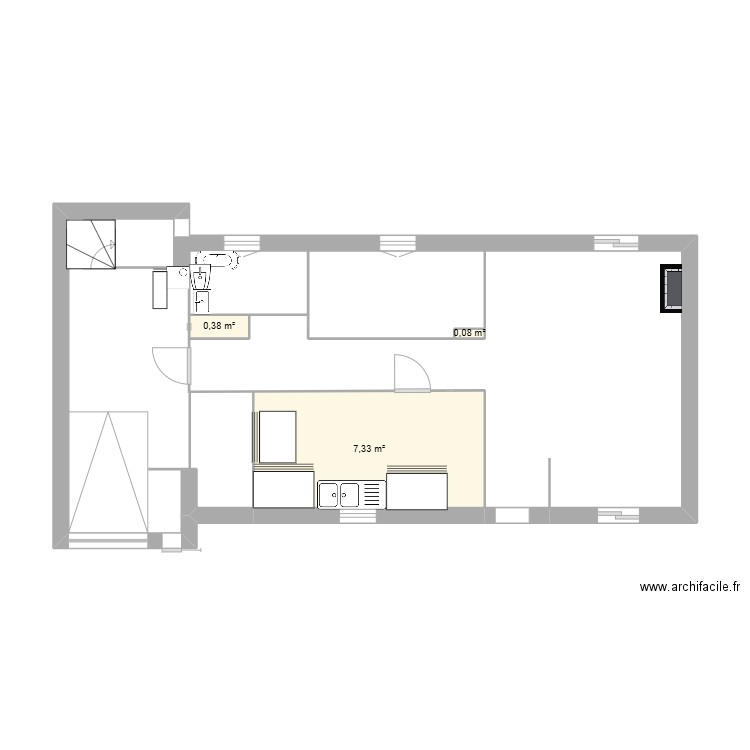 auxerre 2. Plan de 3 pièces et 8 m2