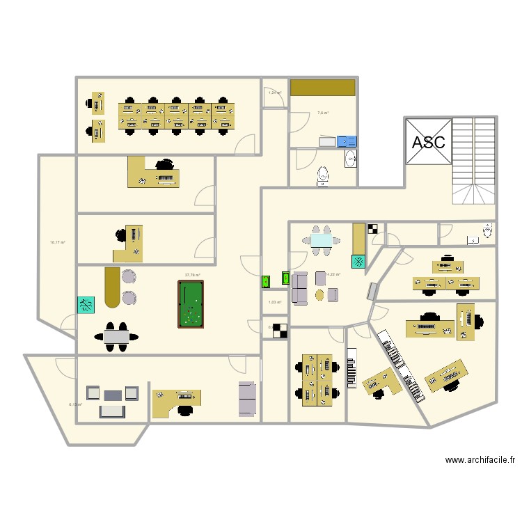 1 Floor left wing. Plan de 0 pièce et 0 m2