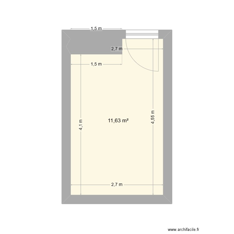 CHAMBRE. Plan de 1 pièce et 12 m2
