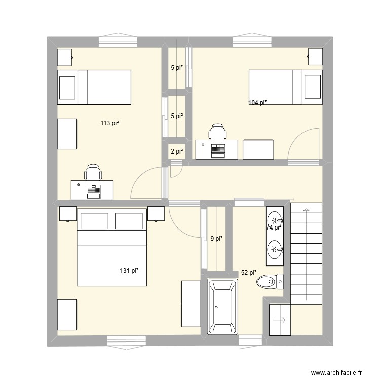 FG-19B. Plan de 9 pièces et 46 m2