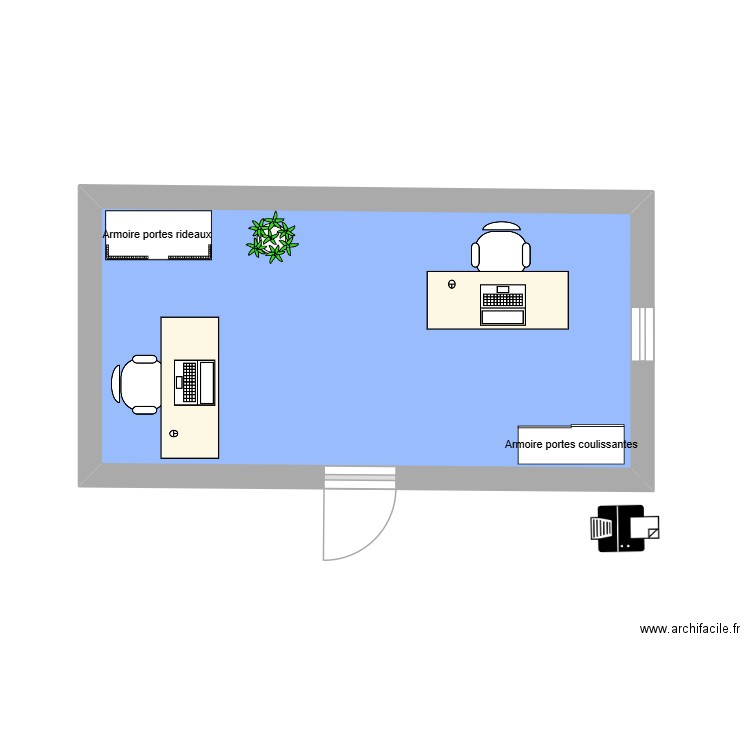plan bureau 111_V2. Plan de 1 pièce et 17 m2