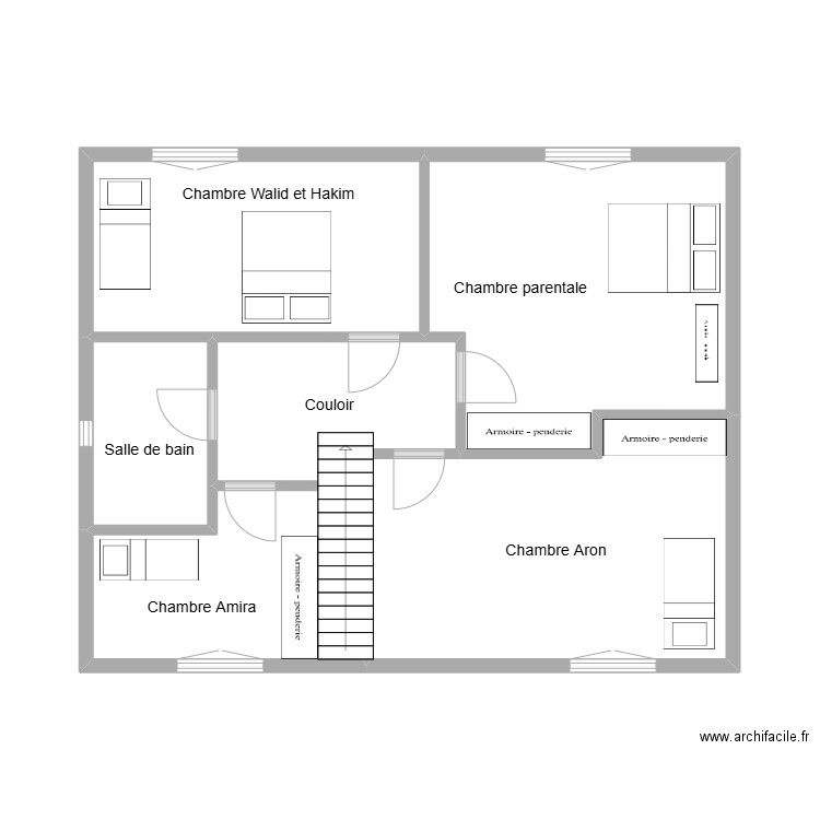 pers. Plan de 6 pièces et 40 m2
