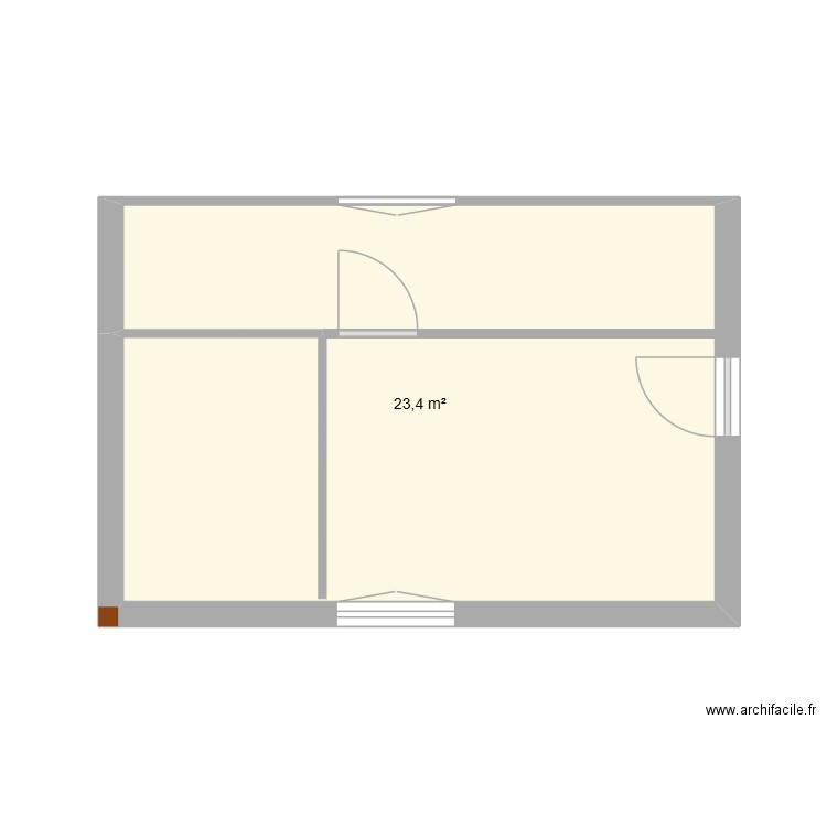 Test. Plan de 1 pièce et 23 m2