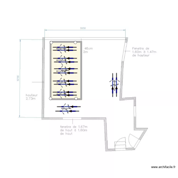 Dub. Plan de 1 Pièce et 9 m²