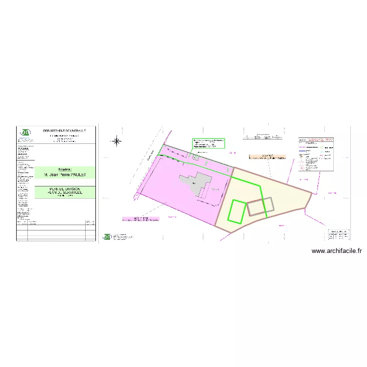 projection division terrain2. Plan de 6  et 1385 m²