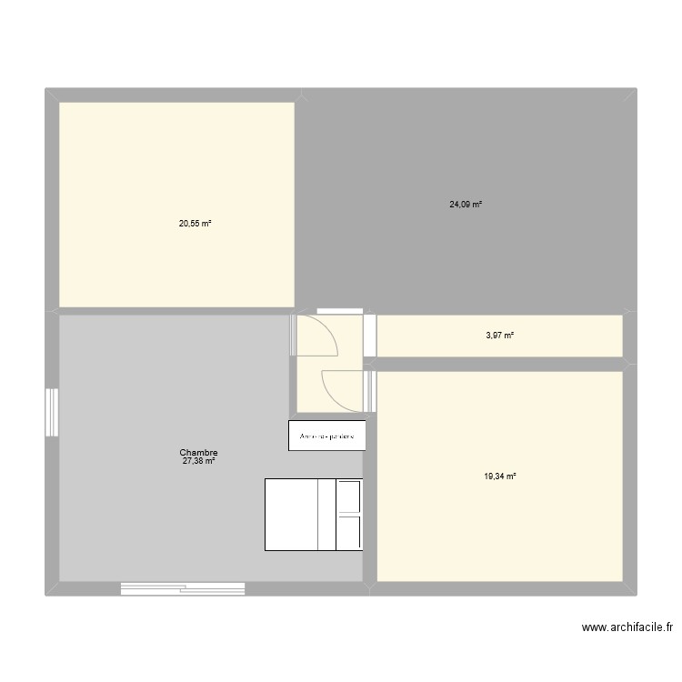 studio. Plan de 5 pièces et 95 m2