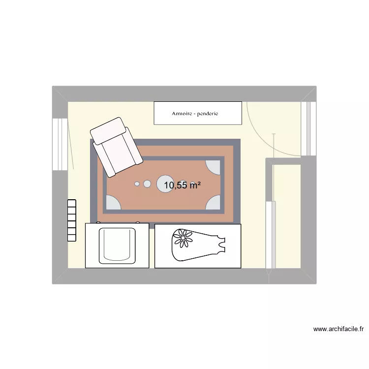 Chambre b&eacute;b&eacute; meublee. Plan de 