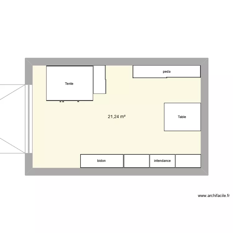 garage demain. Plan de 1 pièce et 21 m²