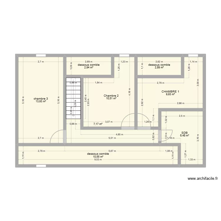 ETAGE. Plan de 8  et 64 m²