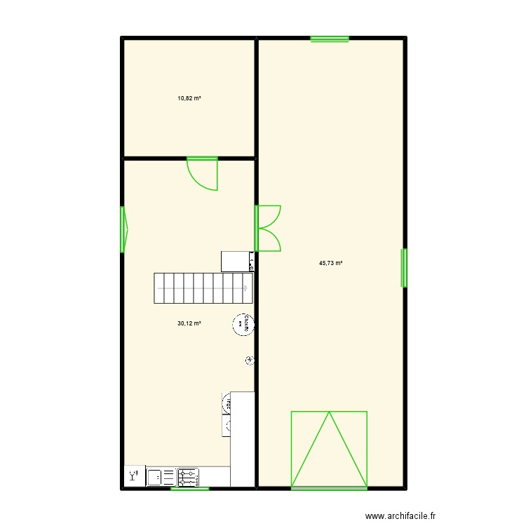Plan sous sol Prises. Plan de 3 pièces et 87 m2