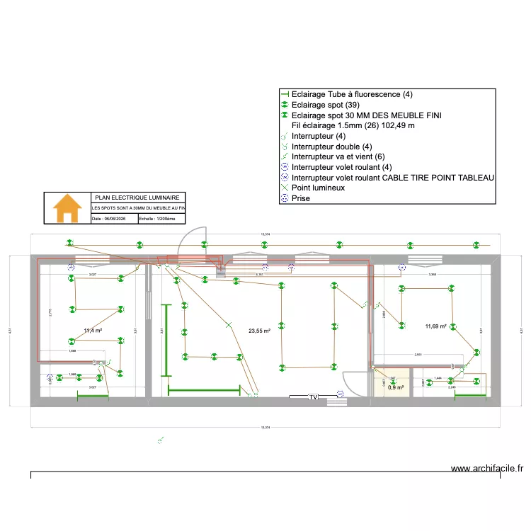 PLAN ELECTRIQUE LUMINAIRE. Plan de 4 et 48 m² PLAN ELECTRIQUE LUMINAIRE. Plan de 4 et 48 m²