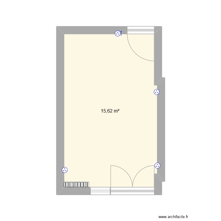 Salon Vide. Plan de 1 pièce et 16 m2