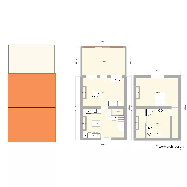 maison. Plan de 10  et 98 m²