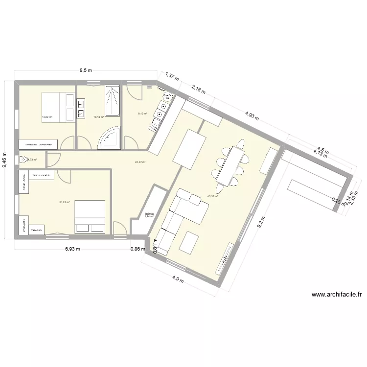 vaas etage 2. Plan de 7  et 129 m²
