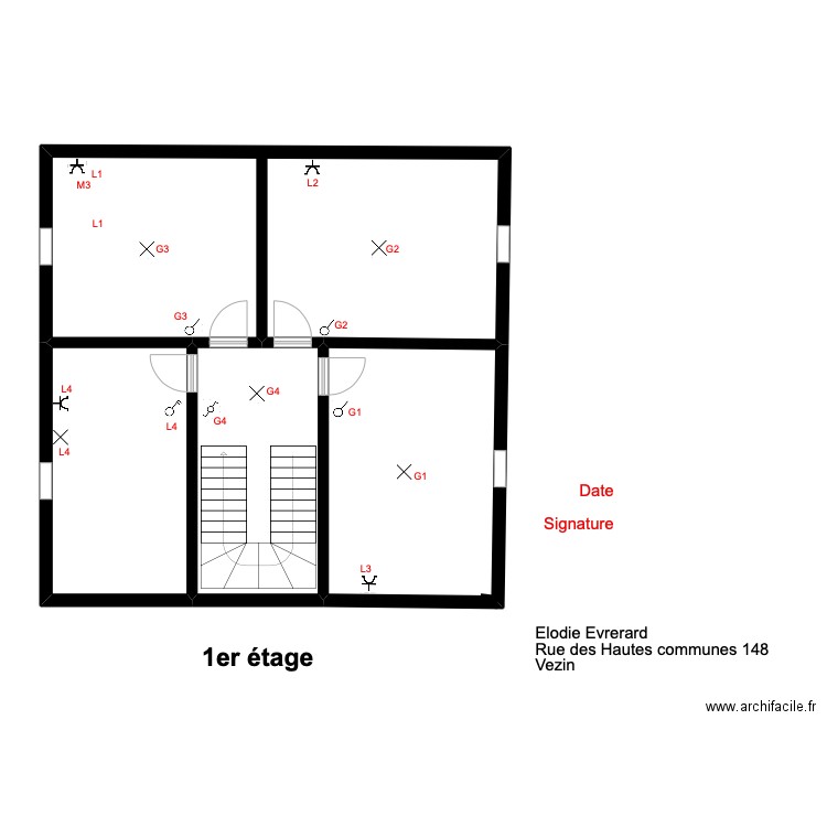 Thierry 1er. Plan de 4 pièces et 89 m2