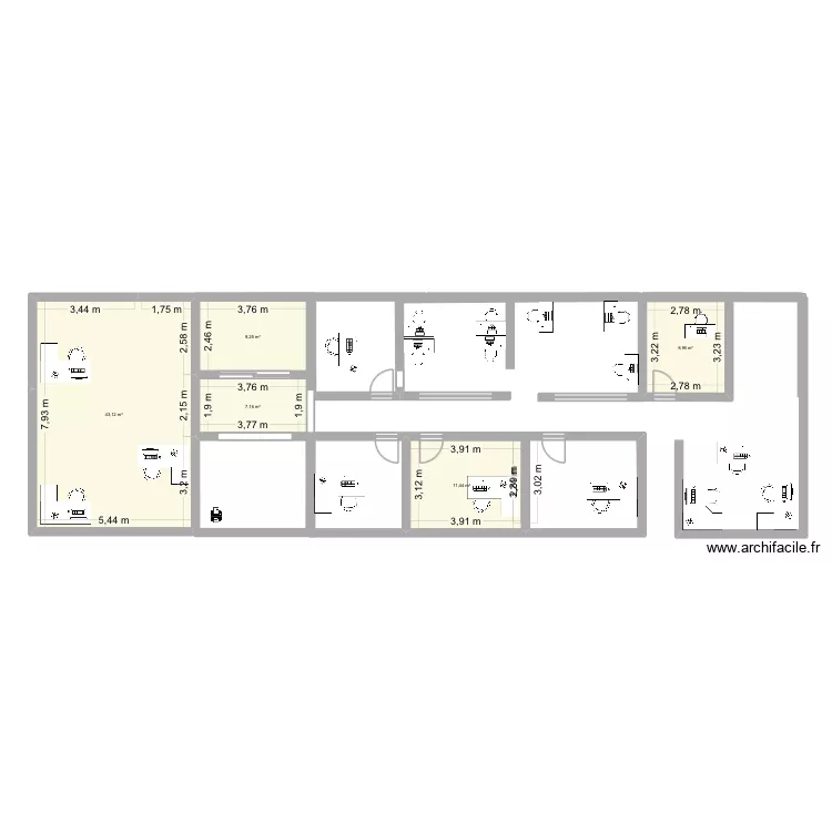 BNC ALMA. Plan de 5  et 80 m²