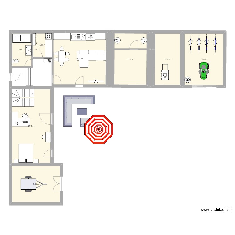Ailsa's downstairs. Plan de 8 pièces et 128 m2