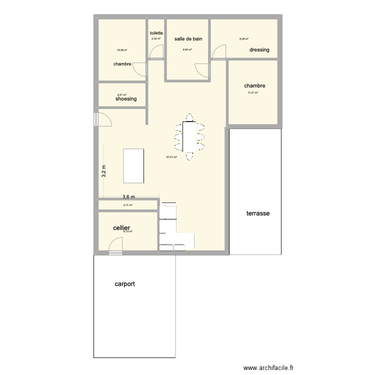 maison 2. Plan de 9 pièces et 118 m2
