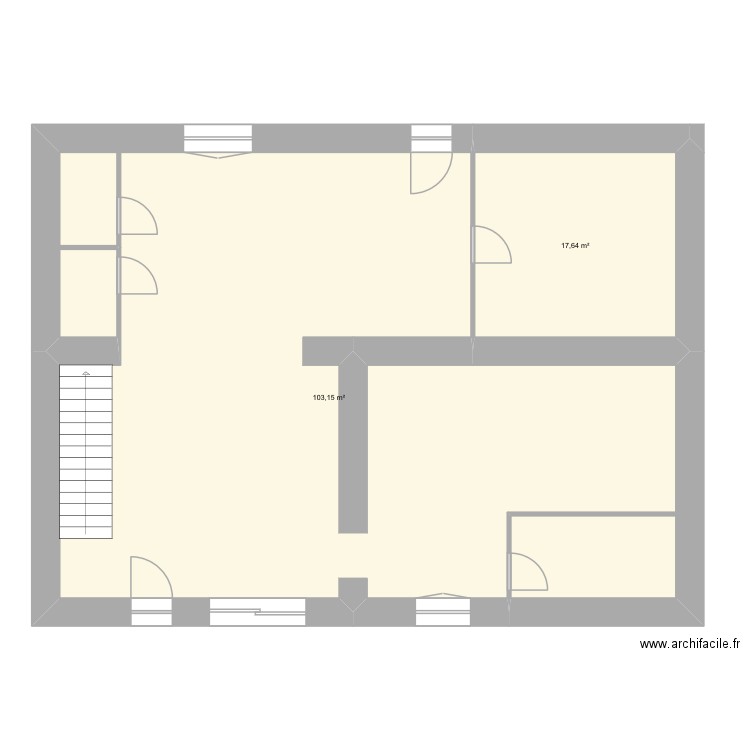 Romain Geoffroy. Plan de 2 pièces et 121 m2