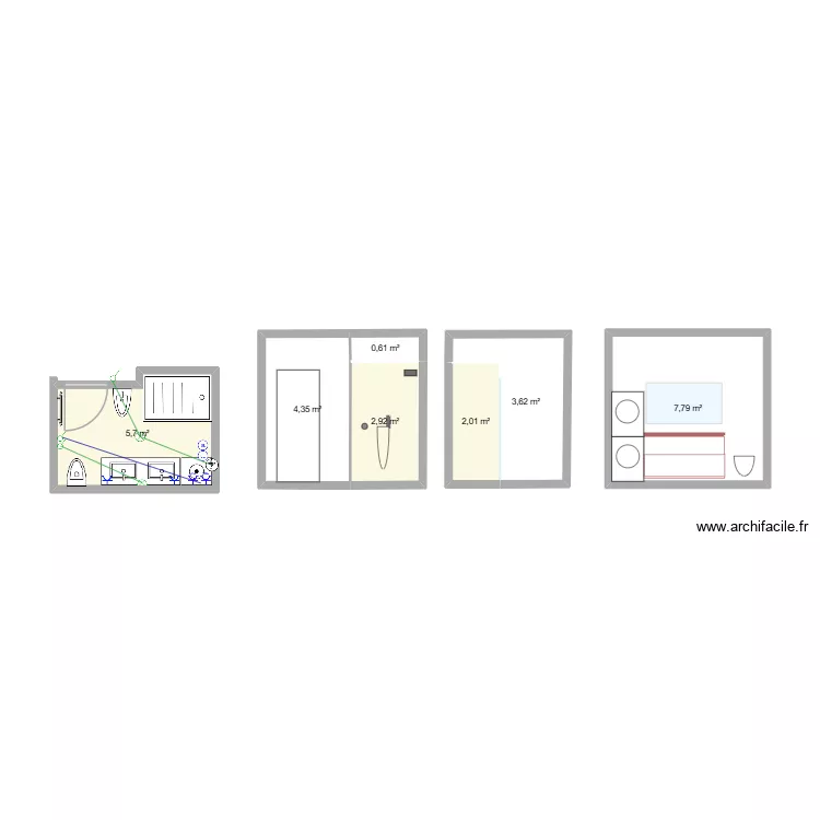 sdb bxl. Plan de 7 et 27 m² sdb bxl. Plan de 7 et 27 m²