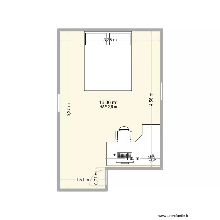 CHBRE NINO. Plan de 1  et 16 m²