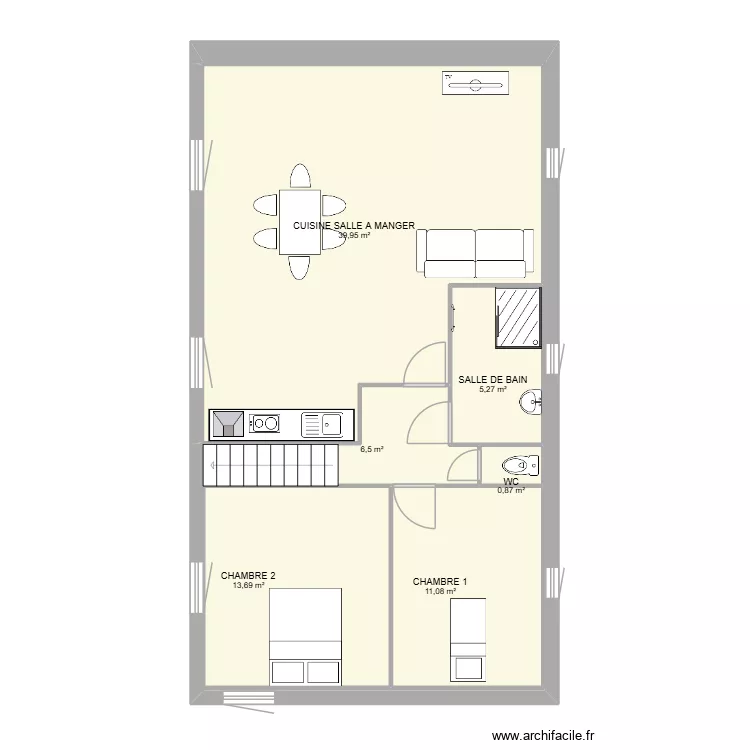PLAN ETAGE. Plan de 6  et 77 m²