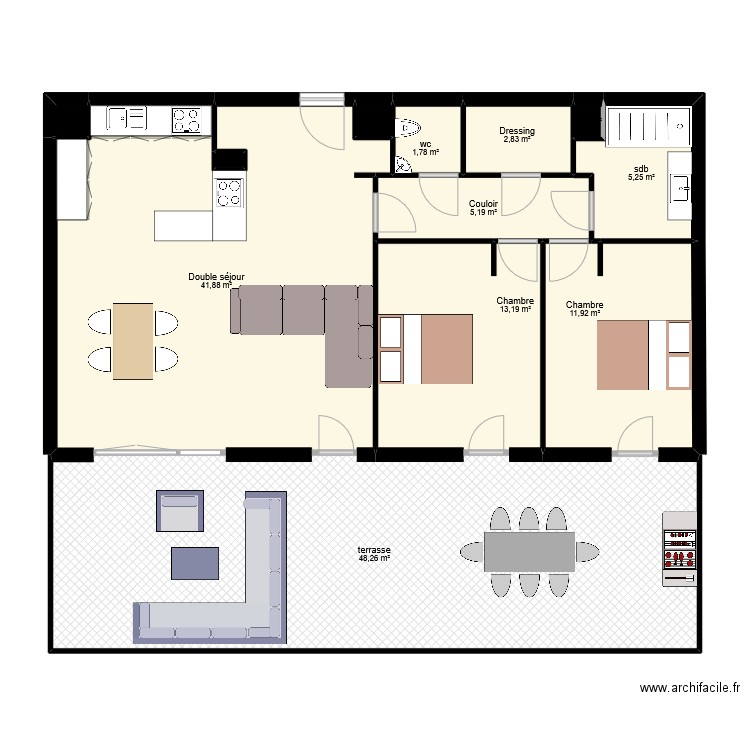 BERENGER T3 SEJOUR DOUBLE. Plan de 12 pièces et 132 m2
