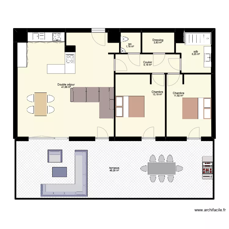 BERENGER T3 SEJOUR DOUBLE. Plan de 