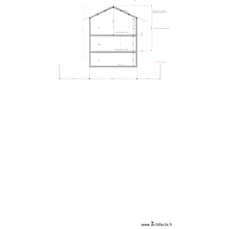 Plan Coupe. Plan de 4 pièces et 67 m2