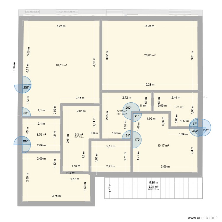 PRVIC rdc + etage. Plan de 16 pièces et 171 m2