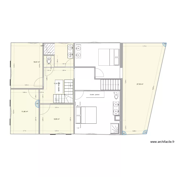 PLAN 1er &eacute;tage am&eacute;nag&eacute; avril 2025. Plan de 