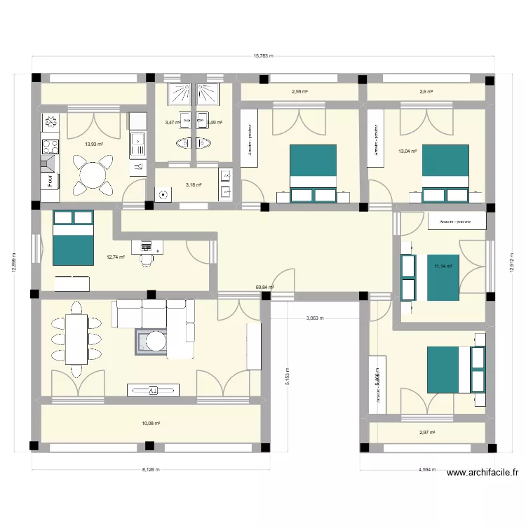 PLAN APPART RAFFOUR V6. Plan de 12  et 149 m²
