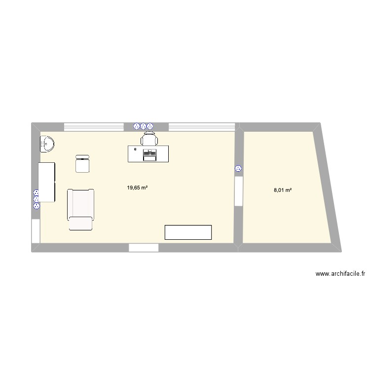 Plan cabinet. Plan de 2 pièces et 28 m2