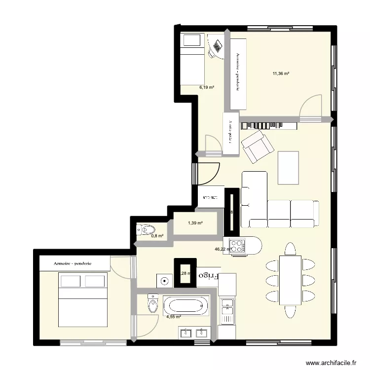 LEPEU 2. Plan de 8 pièces et 73 m² LEPEU 2. Plan de 8 pièces et 73 m²