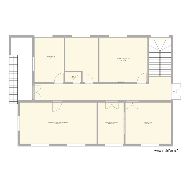 Travaux Atelier R+1. Plan de 7 pièces et 173 m2