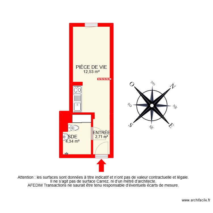 BI 26496. Plan de 5 pièces et 32 m2